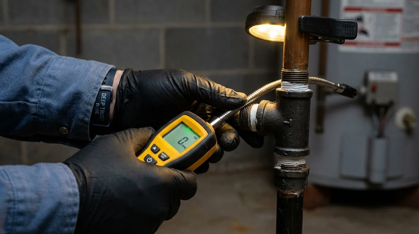 Gas leak detection with electronic sniffer by Johns Plumbing LLC in Mascot