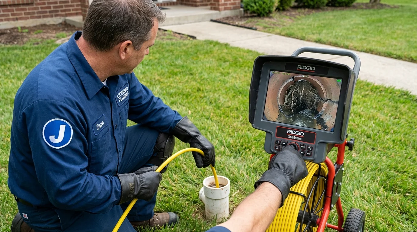 Sewer camera inspection being performed by Johns Plumbing LLC in Mascot