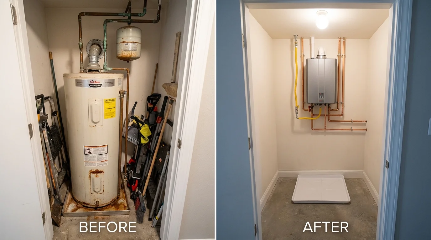 Tank water heater versus wall-mounted tankless unit comparison for Mascot, TN homeowners